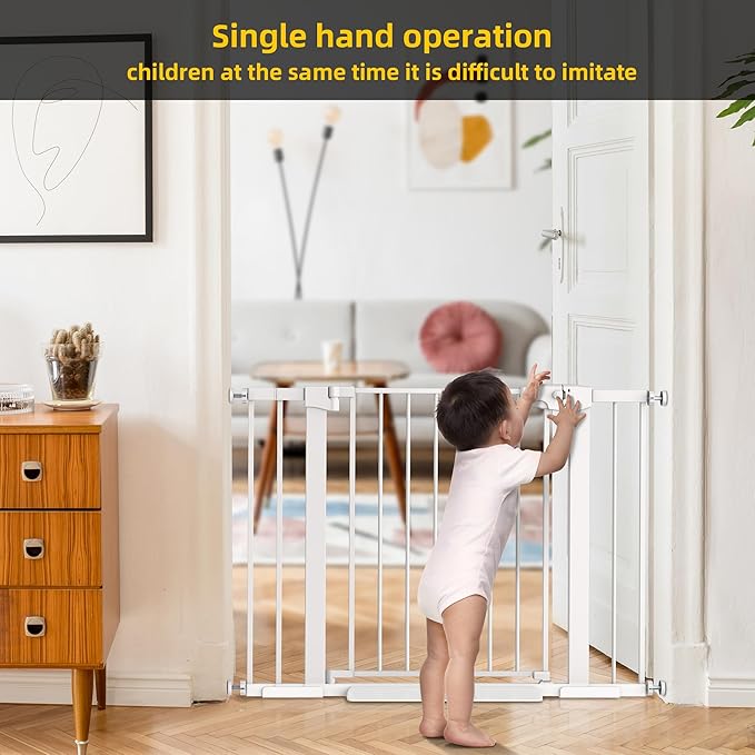 Easy Step Walk-Thru Baby Gate – Adjustable Safety Gate for Babies & Pets, Pressure Mount Kit, Includes Wall Cups & Extensions – 29.7 to 48.8W x 30.5H inches, CPC Certified