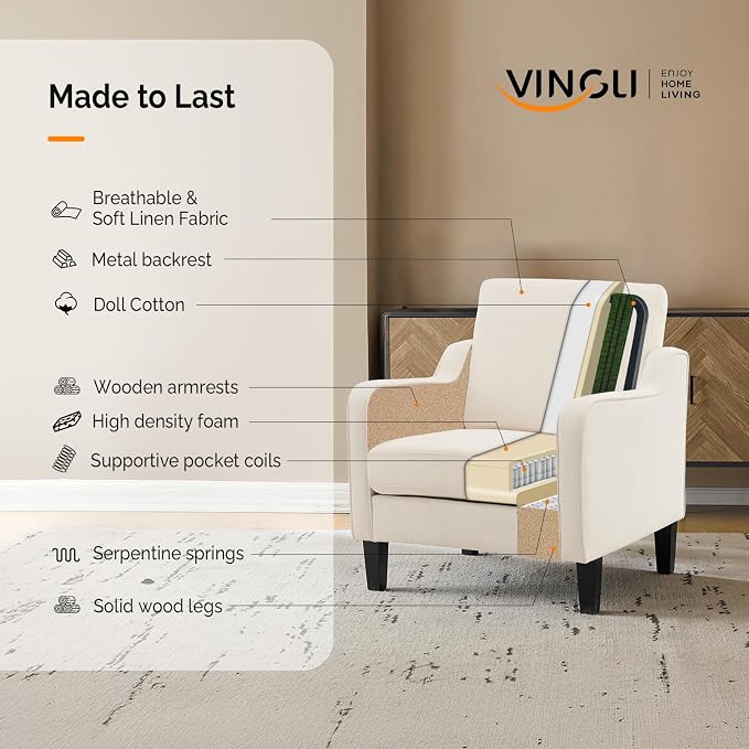 VINGLI Mid Century Modern Accent Chair, Waiting Room - Image 8