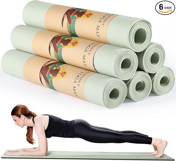 Timgle 6 Pack Yoga Mats Bulk Non Slip Exercise Yoga Mat Thick Anti Slip Tear Resistant Sports Gym for Fitness Stretching Home Workout and Studio