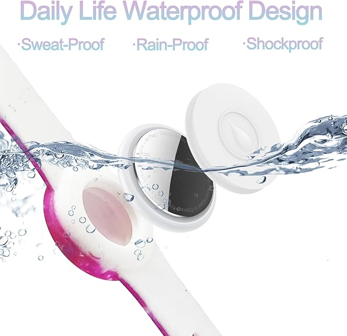 4 Pack Waterproof Bracelet for AirTag Kids, Hidden Printed Wristband for Apple Air Tag, Silicone Holder for AirTag GPS Tracker Case for Band for Child Toddler, Secure Anti-Lost Protection