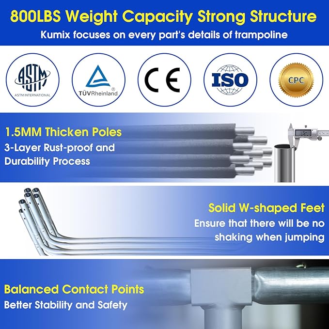 SKYUP Tranpoline 1500LBS 16 15 14 12 10 8 FT Tranpoline for 7-10 Kids and Adults, Windproof Outdoor Tranpoline with Enclosure Net, Basketball Hoop, Easy to Install & Last Long - ASTM Approved