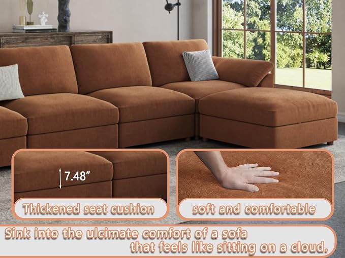 EASE MOOSE Sectional Modular Sofa, Oversized L Shape Sectional Couch Wide Deep - Image 7