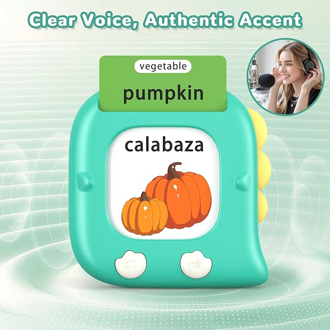 Kidzdo Talking Flashcards for Toddlers, 520 Bilingual English Sight Words Educational Learning Toy, Birthday Xmas Gift for Kids 2-6, Pocket Speech Therapy Toys