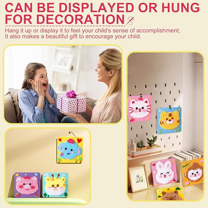 DIY Embroidery Doll Kit, Cartoon Animal Craft Sewing Kit for Kids, Felt Crafts, Beginner Sewing for Kids Ages 4-8 Plus - Helps Develop Fine Motor Skills (3PCS-Monkey/Tiger/Cat)