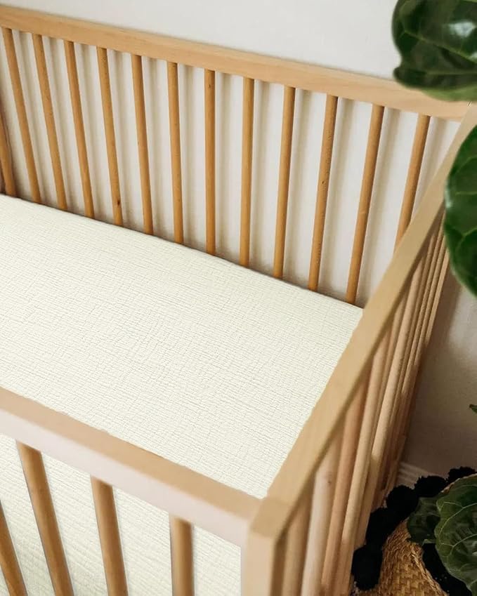 Bassinet Sheet for Baby Boy and Girl, Fitted Sheets for Rectangle, Oval, Hourglass Bassinet Mattress, Muslin Moses Basket Sheets with Neutral Style (Cream)