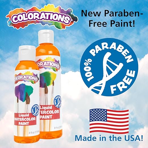 Colorations LW18 Liquid Watercolor Paint, 8 fl oz, Set of 18, Non-Toxic, Painting, Kids, Craft, Hobby, Fun, Water Color, Posters, Cool effects, Versatile, Gift