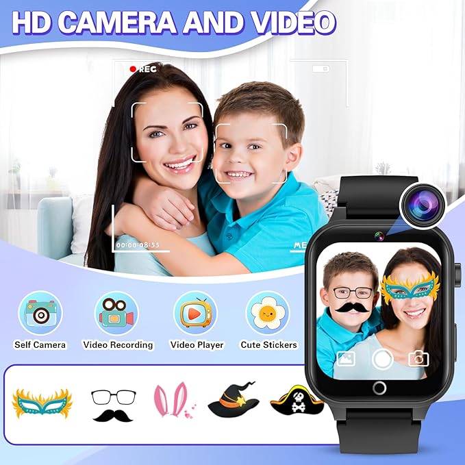 Vakzovy Kids Smart Watch for Kids with 26 Puzzle Games HD Camera MP3 Player Audiobook Video Pedometer Habit Tracking Learn Card Christmas Kid Smart Watch Boys Gift for 5-12 Year Old Toys