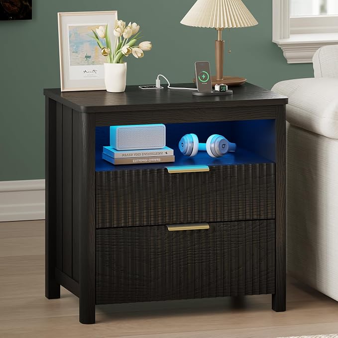 HNEBC Set of 2 Smart Farmhouse Nightstands - Image 2