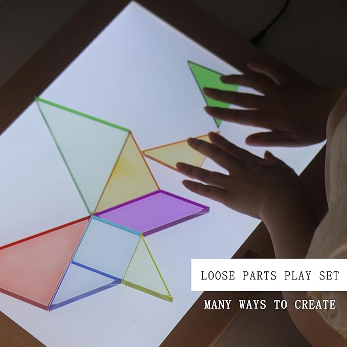 Light Experiment Loose Parts Learning Kit, Light Table Transparent Materials, STEAM Activitis for Kids 3+, Montessori & Reggio Inspired Kindergarten Preschool Classoom Accessary (Mini Size)