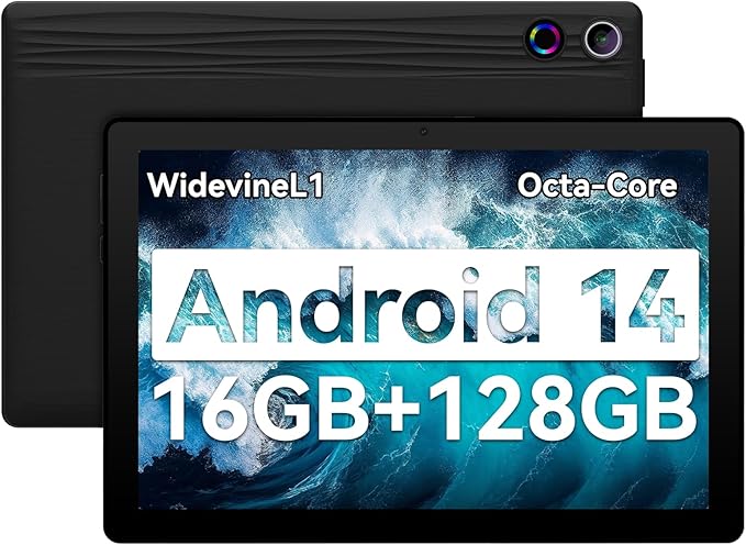 Tablet, Android Tablet 10.95",16GB RAM 128GB ROM 1TB Expansion, Octa-Core, Android 14, 1280x800 FHD, Dual Camera, WiFi6, BT5.3, 6800mAh Battery