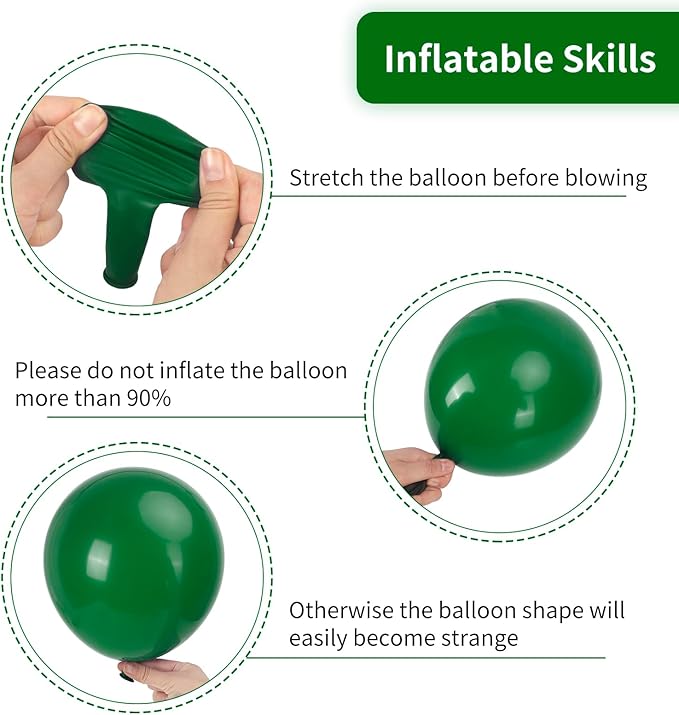 RUBFAC 129pcs Dark Green Balloons Different Sizes 18 12 10 5 Inches Emerald Green Latex Balloon Garland Arch for Masquerade Party Decorations Birthday Baby Shower Wedding Safari Jungle Party Supplies