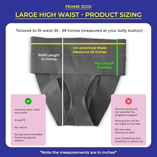 Patented Women’s Pelvic Floor Orthotic Support Belt ― Uterus Pain Relief Girdle for Dropped Bladder, Vulvar Varicosities, Postpartum Recovery, SPD | High Waist (Black, Large)