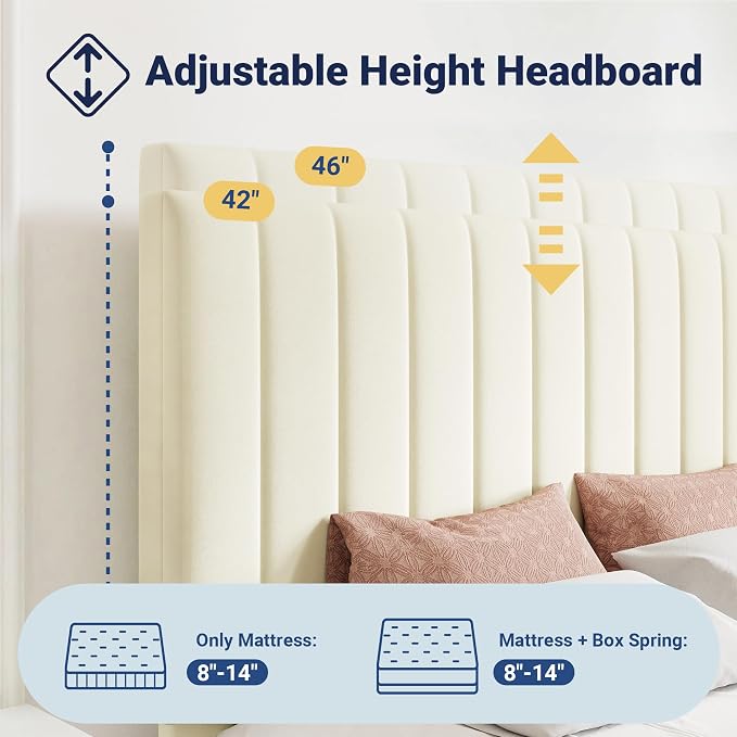 Allewie Full Size Storage Bed Frame, Vertical Channel Tufted Adjustable - Image 4