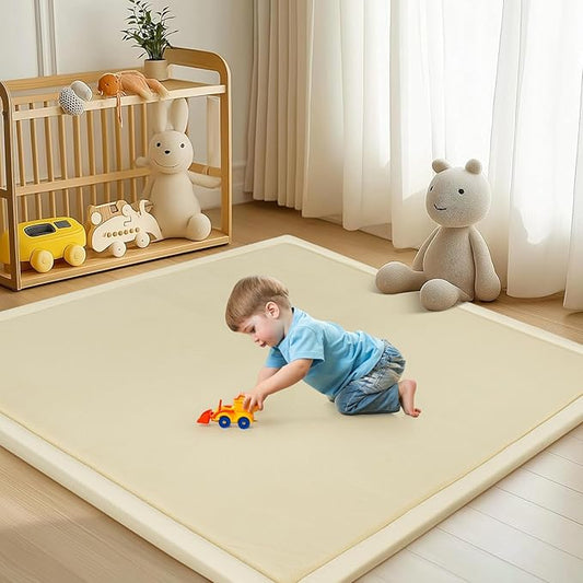 Baby Play Mat for Floor - 1.4" Thick Memory Foam Rug, 80"x70" Playpen Tummy Time Mat, Soft Velvet Nursery Rug, Large Padded Crawling Mat, Cushioned Pads for Playroom Toddlers, Infants, Yoga, Tatami