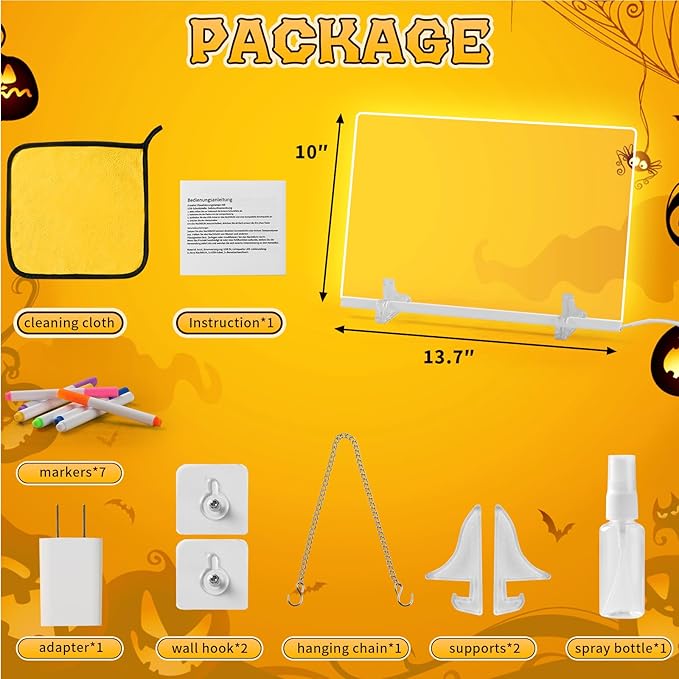 Led Note Board with 7 Colors,Light Up Acrylic Cosmody Drawing Board,Glowing Acrylic Dry Erase Board with Light,Lumiboard Led Boards to Write On,Halloween Gifts for Kids (13.7“*10”)