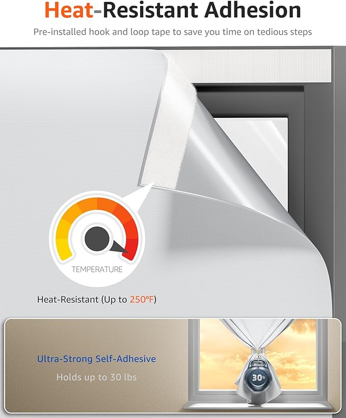 Sumobaby Blackout Curtains for Bedroom 36"x60" Portable No Drill Black Out Window Cover with Upgraded Hook&Loop Tapes,100% Blackout Shades,Thermal Insulated Blinds for Bedroom,Nursery(1 Panel,White)