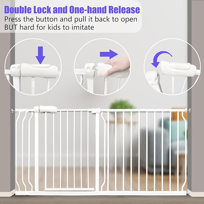 Narrow Baby Gate 24.02-29.13 Inch Wide Stairs Tension Pet Dog Gates Indoor for Doorways No Drilling Pressure Mounted Metal Pet Gates for Kids