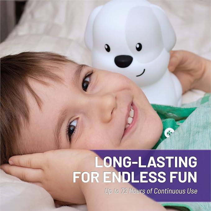 Lumipets Remote Control Silicone Night Light for Kids - Puppy Design with 9 Soft Colors & Sleep Timer - Rechargeable, Battery-Operated Lamp for Bedroom | Baby Nursery, Toddler, Girls, Boys