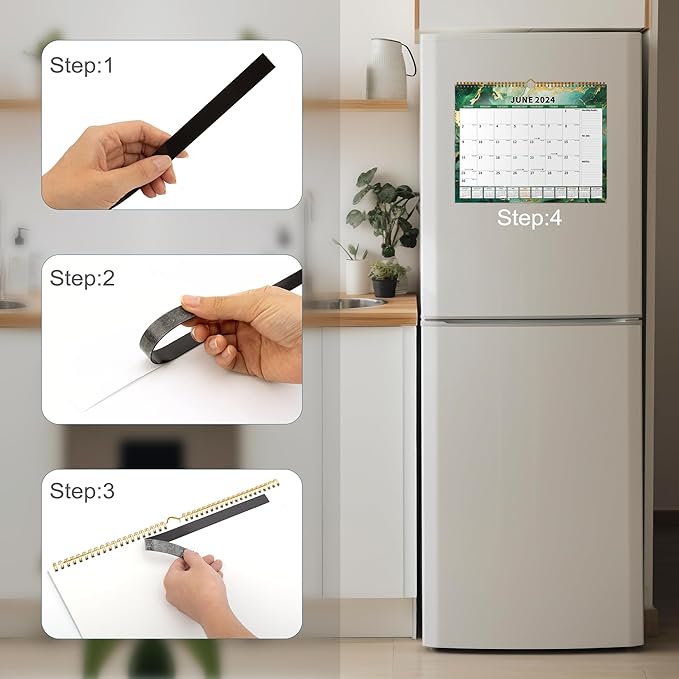 Calendar 2024-2025 Planner Wall Hanging Spiral Bound Magnetic Fridge Calendars 15" x 12", Use Jan 2024 - Jun 2025