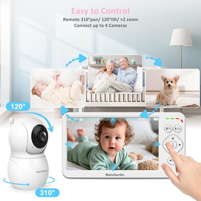 6" Big Screen No WiFi Baby Monitor with 3 Cameras, 1000ft Long Range, 2-Way Talk, 8 Lullabies, ECO Mode, Infrared Night Vision, 150 Languages, Perfect Baby Shower,Baby Register Gift