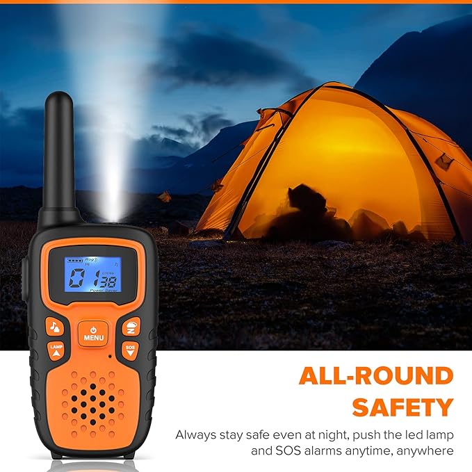 Wishouse Walkie Talkies for Adults Long Range-Rechargeable 4 Pack 2 Way Radios, Hiking Accessories Camping Gear Xmas Birthday Gift for Kids Family with Lamp,SOS Siren,NOAA Weather Alert,Easy to Use