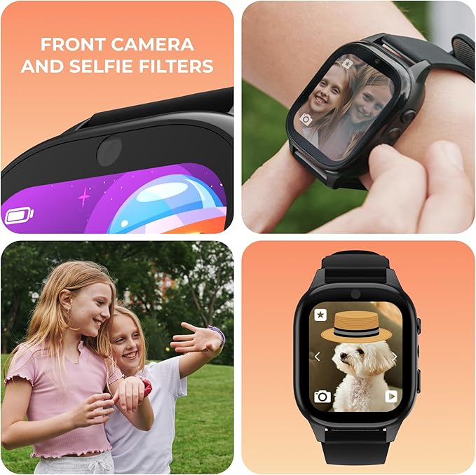 PlayZoom 4 Kids Smartwatch – 1.83” Color Touchscreen, 25+ Games, Selfie Camera, Audiobooks, Songs, Step Tracker, Parental Controls, Waterproof, for Ages 4-12 (Purple Unic)