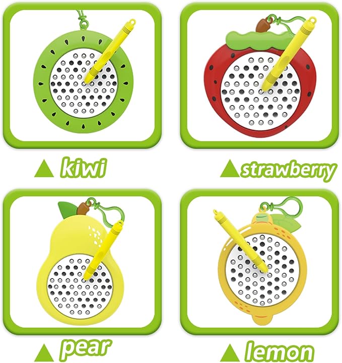 1PCS Kiwi Magnetic Drawing Board for Kids & Toddlers with Beads and Magnet Stylus Pen - Magnetic Travel Toy for Airplane & Car Ride Activities for Kids