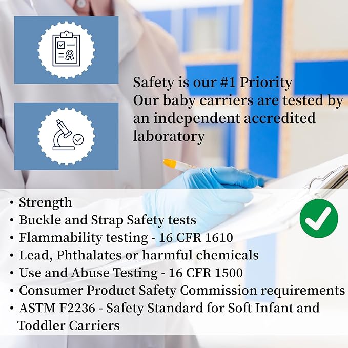 Baby Carrier - 6-in-1 Ergonomic Soft Carrier with Hip Seat and Large Storage, Front and Back Positions, Adjustable Waist Up to 43 Inches, for Infants Aged 2-36 Months, Weighing 6-45 lb