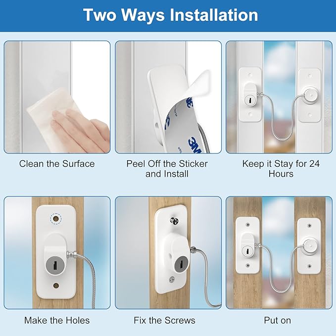 Refrigerator Lock AOSITE 4 Pack Mini Fridge Locks for Kids No Drill Cabinet Lock with Keys Cupboard Lock Child Safety Locks for Cabinets Drawer Locks with Keys Freezer Lock White