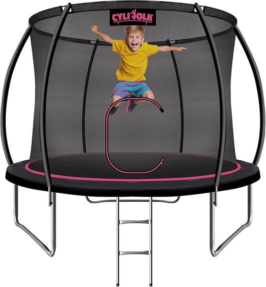 Trampoline for Kids, Heavy Duty Recreational Trampolines Toddler Trampoline with Enclosure Net Ladder Indoor Outdoor Trampoline CPC Approved