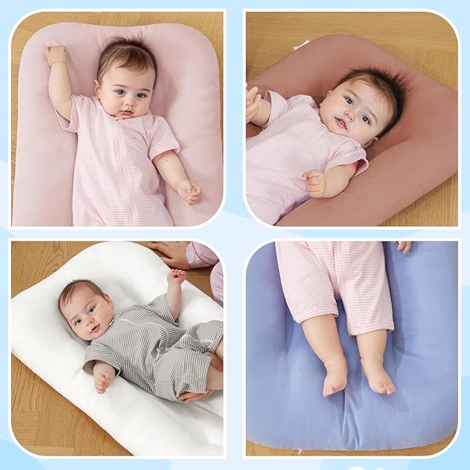 Baby Lounger for Newborn, Bionic Design Baby Lounger, Soft Organic Cotton Breathable Lounger for Infants 0-18 Months (Coral Pink)