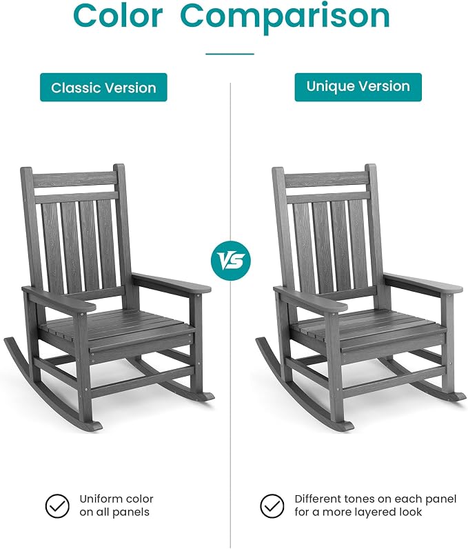 SERWALL Outdoor Rocking Chair, HDPE Rocking Chair - Image 9