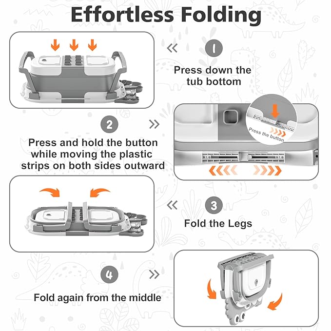 TPN Collapsible Baby Bathtub, Baby Bath Tub with Soft Cushion & Real-Time Thermometer, Baby Bathtub Infant to Toddler Tub (0-36 Months), Portable Newborn Travel Bath tub