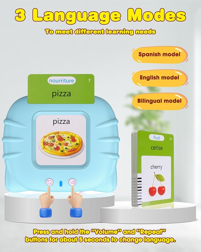 510 Words French Flash Cards for Kids, Toddler Learning Resources Toy, Autism Sensory Toys for Autistic Children Age d 2-4 Blue (French/English/Bilingual)