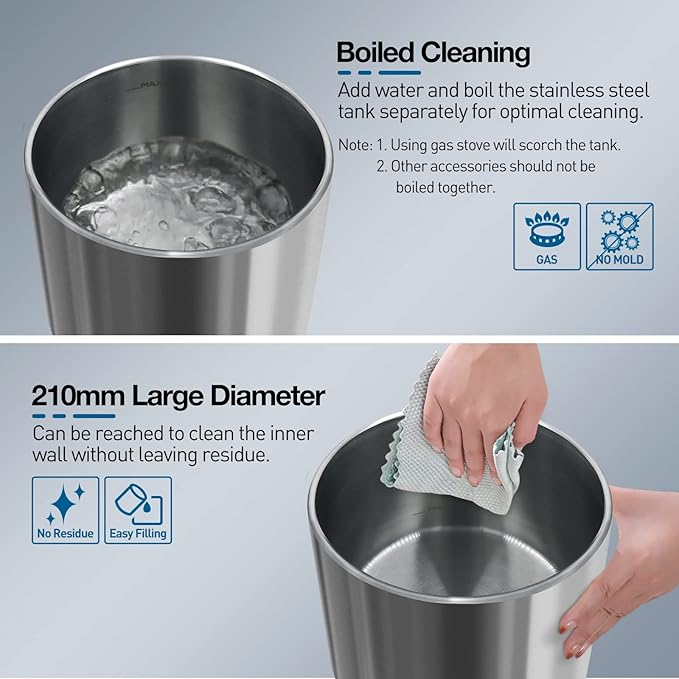 4.5L Humidifiers for Bedroom Large Room, Ultrasonic Cool Mist Humidifier with Stainless Steel Tank for Boiling Cleaning, Top Fill Humidifier with Smart Humidistat & Timer, Sleep Mode