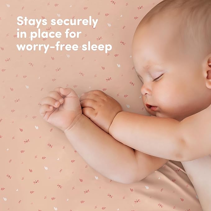 Sweety Fox 2-Pack Cotton Jersey Crib Sheets – Soft Fitted Sheets for Boys and Girls, Mini Crib Sheets, Toddler Bed Sheets (Dragonfly)