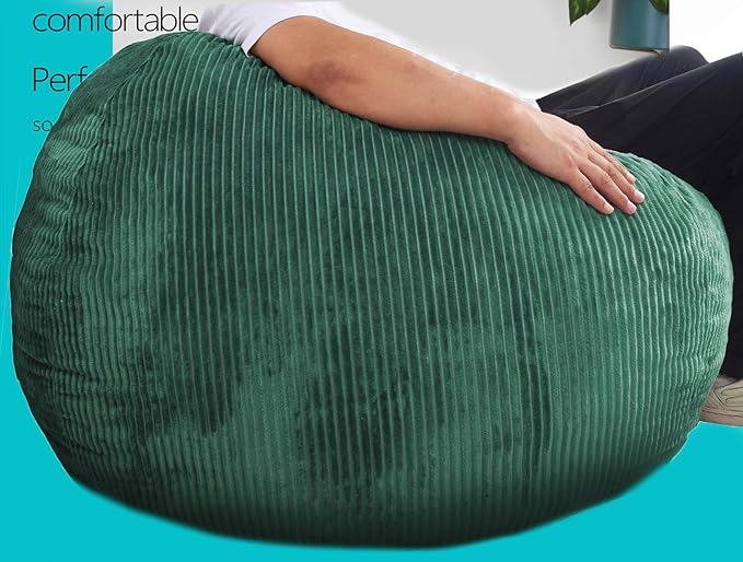 Bean Bag Chairs with Faux Rabbit Fur Cover, 4 ft Giant Memory Foam Bean Bag Chairs for Adults/Teens with Filling,Ultra Soft Faux Fur Fabric, Round Fluffy Sofa for Living Room Bedroom College Dorm