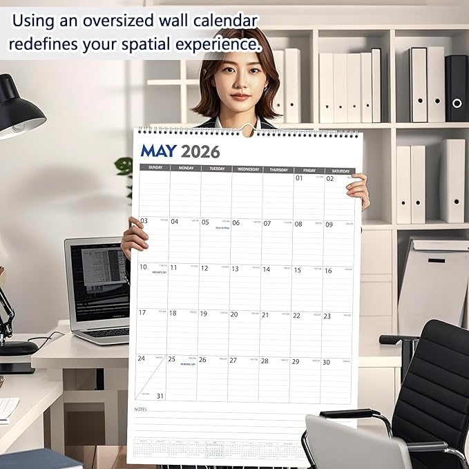 GuassLee Extra Large Wall Calendar 2025-26, 20"x 30" Gaint Vertical Wall Calendar 2025, Jun. 2025 to Dec. 2026, 19-Month Paper Hanging Planner Wall with Julian Date for Office Home
