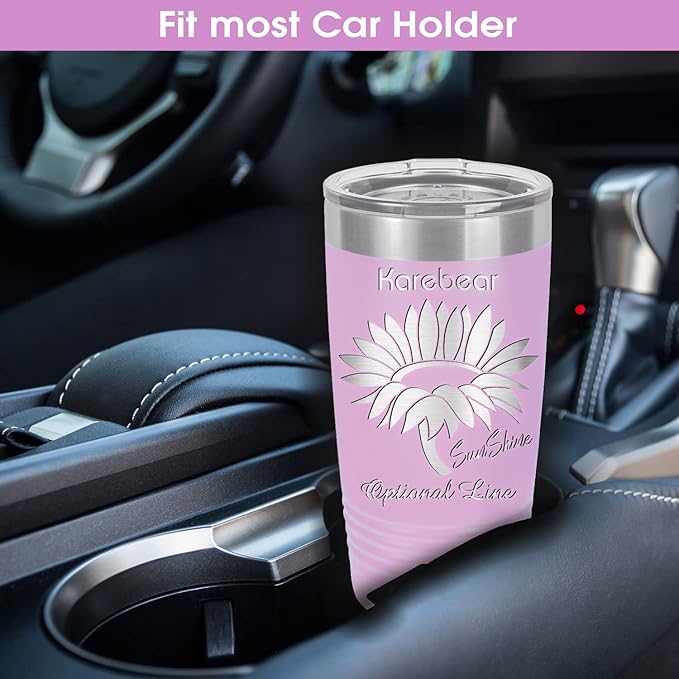 Personalized Tumbler for Her - Valentines & Graduation Gift, Insulated Stainless Steel, 20oz (Light Purple)