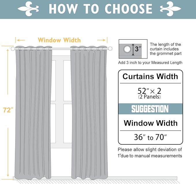 ChrisDowa 100% Blackout Curtains 72 inch Long for Bedroom with Black Liner, 2 Thick Layers Total Blackout Thermal Insulated Grommet Window Curtains 2 Panels Set (Aqua, 52 x 72 Inch)