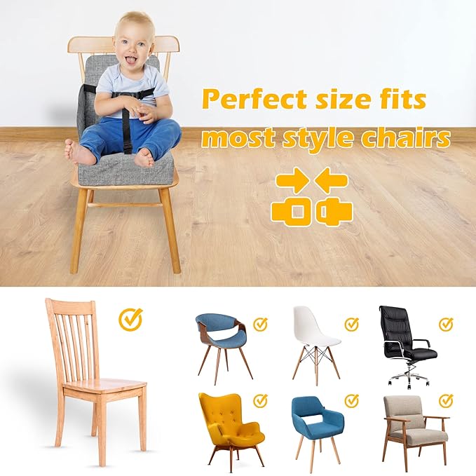 Toddler Booster Seat for Dining Table HOSEASCA 12.6x3.34 Inch Portable High Chair for Travel, Compact Lightweight Travel Booster Seat with Adjustable Straps for Baby