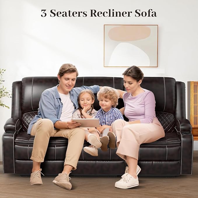 Yolsali 3-Seater Recliner Sofa, Manual Reclining Couch - Image 9