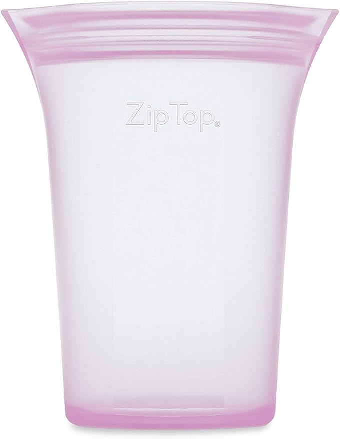 Zip Top Reusable Food Storage Bags | Medium Cup [Lavender] | Silicone Meal Prep Container | Microwave, Dishwasher and Freezer Safe | Made in the USA