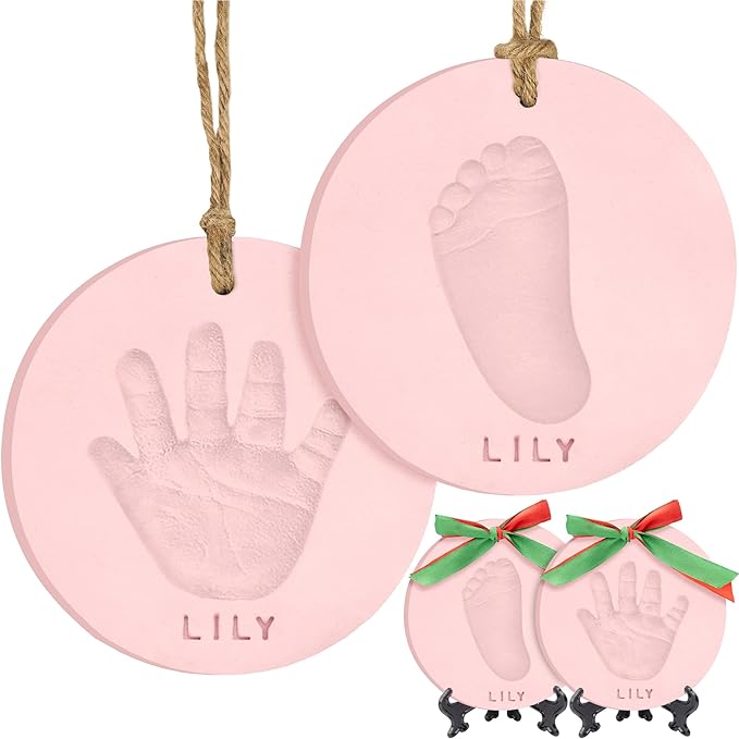 Baby Hand and Footprint Kit Girls, Boys - Personalized Baby Footprint Ornament Kit, Newborn Keepsake Gifts for New Mom, Easy to Use Handprint Makers, Cute Shower Gifts (Candy, Multi-Colored)