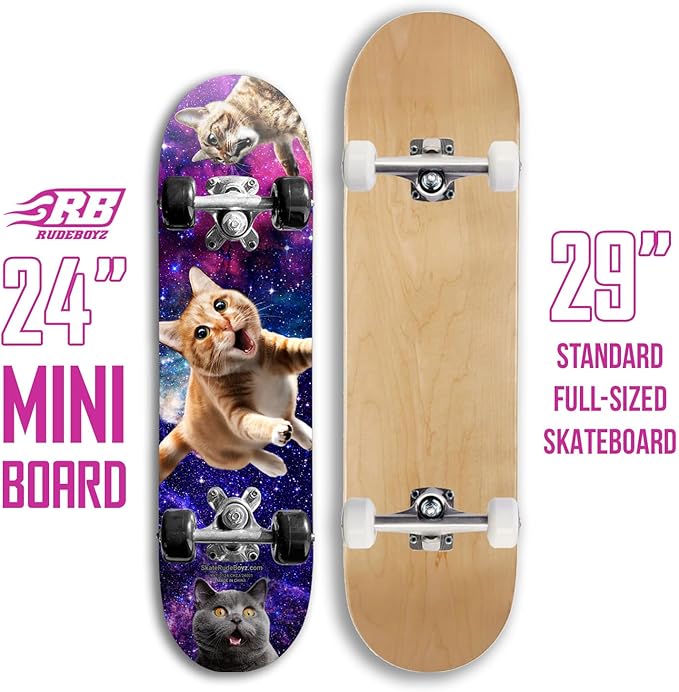 24 inch Rude Boyz Mini Cruiser Skateboard - Aluminium Trucks - Kids Skateboard Ages 5-8 Beginner - Skateboards for Kids