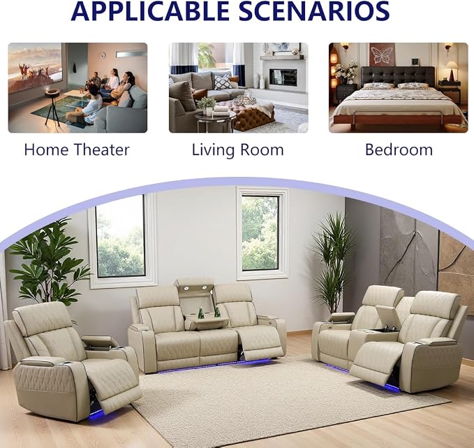 Power Leather Recliner Sofa Chair, Living Room Furniture Sets, Breathing - Image 8