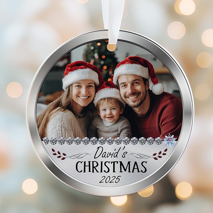 Personalized Baby’s First Christmas Photo Christmas Ornament 2025 - My First Holiday Keepsake - Custom Newborn Ornament - Sweet Gift for New Parents Mom Dad - Baby Holiday Memory Decoration