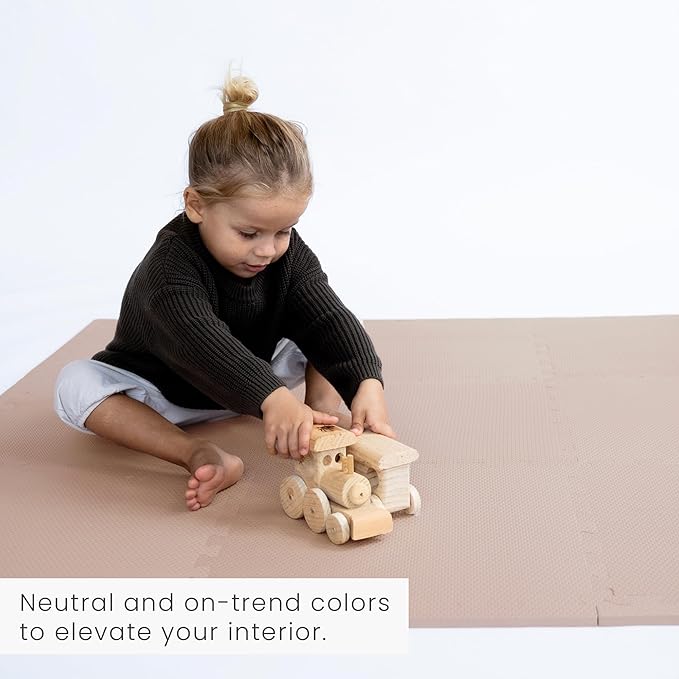 Toddlekind Solid Color Foam Play Mat 4x4 Baby Playmat. Stylish, Non-Toxic, Odorless, Plain Design Puzzle Play Mat 0m+ (Rose/Blush/Nude)