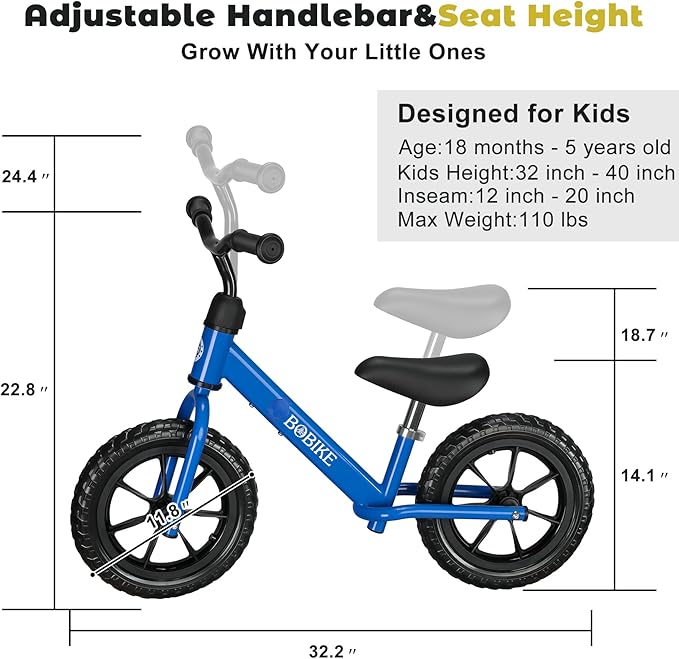 Toddler Balance Bike Toys for 2 to 5 Year Old Girls Boys Adjustable Seat and Handlebar No-Pedal Training Bike Best Gifts for Kids