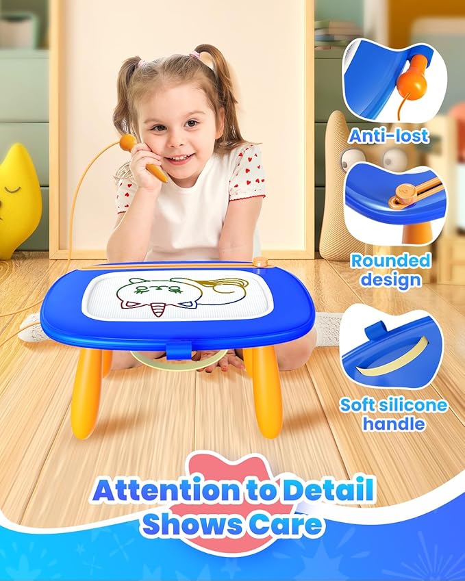 Toddlers Toys Ages 1-3, Magnetic Drawing Board, Doodle Board Pad Learning and Educational Toys for 18 Months Baby,1-3 Yr Kids Birthday Gifts - Dark Blue